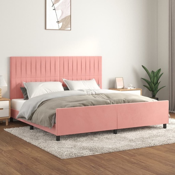vidaXL Bettgestell mit Kopfteil Rosa 200x200 cm Samt