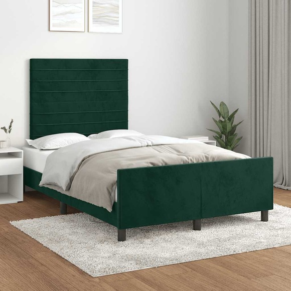 vidaXL Bettgestell mit Kopfteil Dunkelgrün 120x200 cm Samt