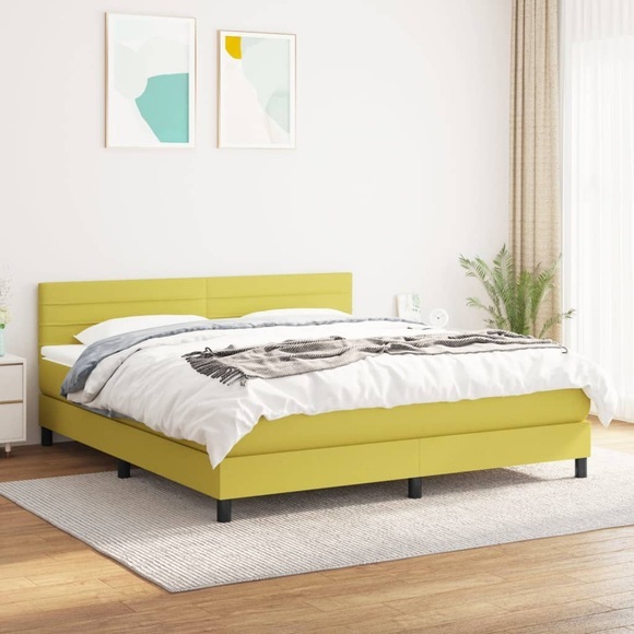 vidaXL Boxspringbett mit Matratze Grün 180x200 cm Stoff
