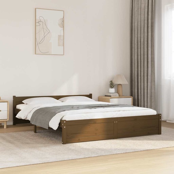 vidaXL Massivholzbett Honigbraun 160x200 cm
