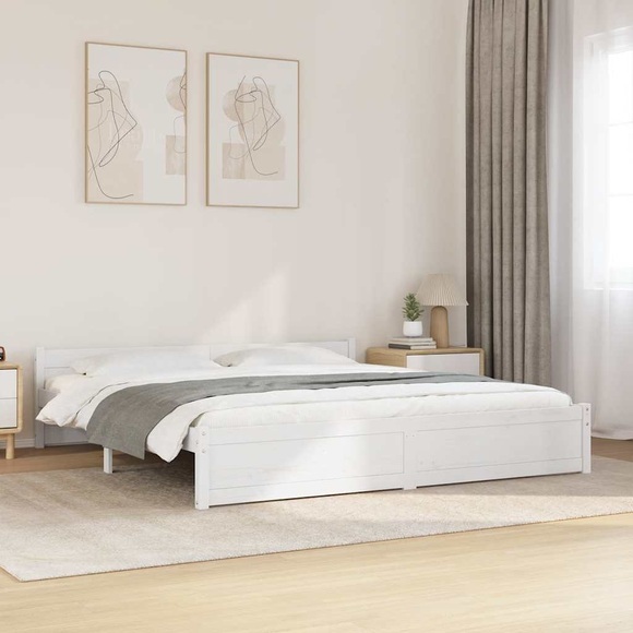 vidaXL Massivholzbett Weiß 200x200 cm
