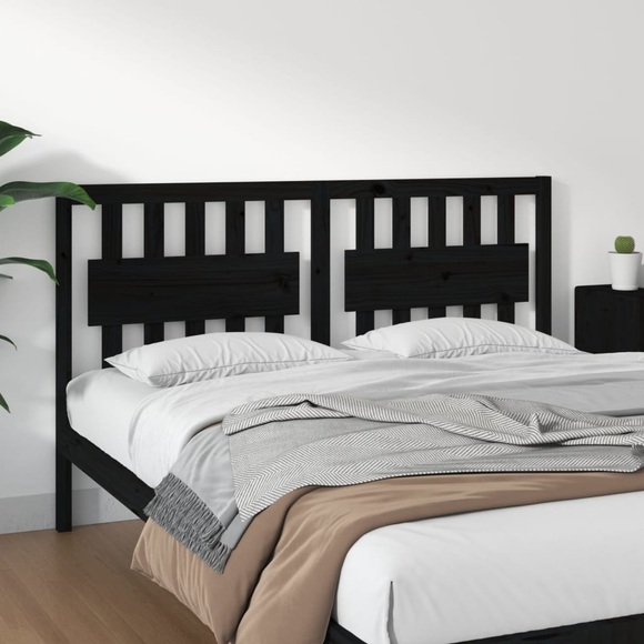 vidaXL Bett-Kopfteil Schwarz 165,5x4x100 cm Massivholz Kiefer