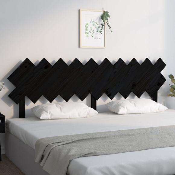 vidaXL Bett-Kopfteil Schwarz 196x3x80,5 cm Massivholz Kiefer
