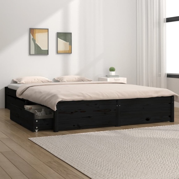 vidaXL Bett mit Schubladen Schwarz 140x190 cm