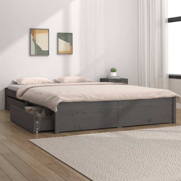 vidaXL Bett mit Schubladen Grau 180x200 cm 6FT Super King
