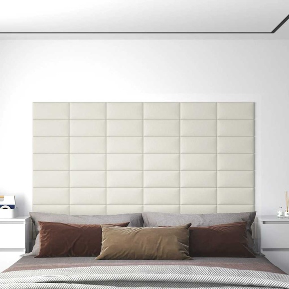 vidaXL Wandpaneele 12 Stk. Creme 30x15 cm Samt 0,54 m²