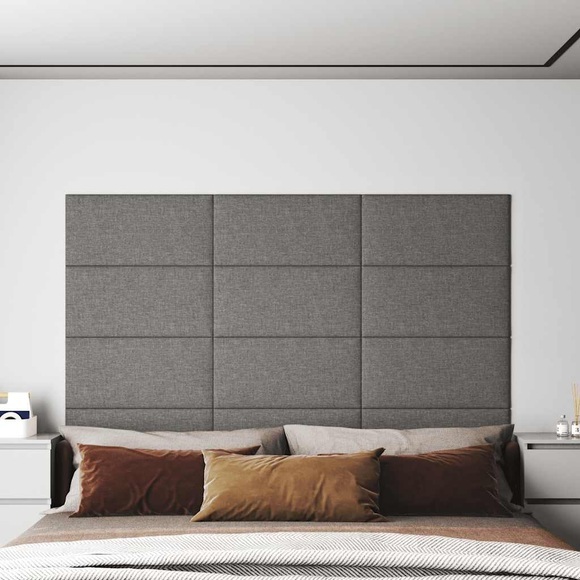vidaXL Wandpaneele 12 Stk. Hellgrau 60x30 cm Stoff 2,16 m²