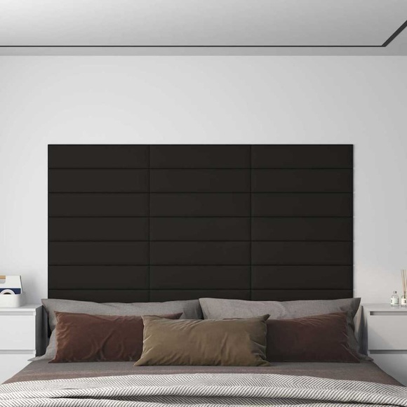 vidaXL Wandpaneele 12 Stk. Schwarz 60x15 cm Stoff 1,08 m²