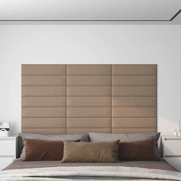 vidaXL Wandpaneele 12 Stk. Cappuccino-Braun 60x15cm Kunstleder 1,08 m²
