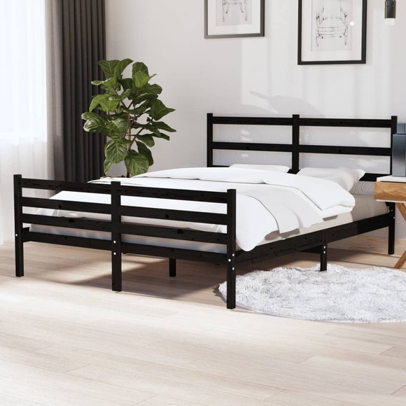vidaXL Massivholzbett Kiefer 140x190 cm Schwarz