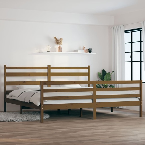 vidaXL Massivholzbett Kiefer 200x200 cm Honigbraun
