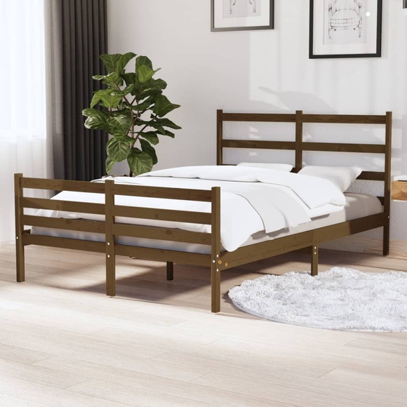 vidaXL Massivholzbett Honigbraun Kiefer 120x190 cm 4FT Small Double