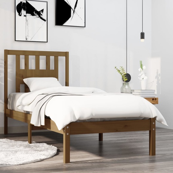 vidaXL Massivholzbett Honigbraun 90x190 cm 3FT Single