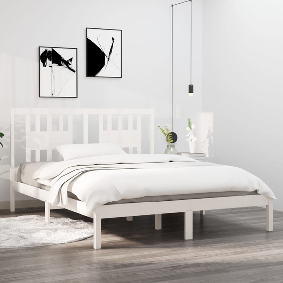 vidaXL Massivholzbett Weiß 150x200 cm 5FT King Size