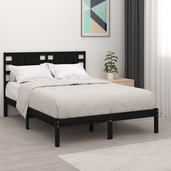 vidaXL Massivholzbett Schwarz Kiefer 120x200 cm