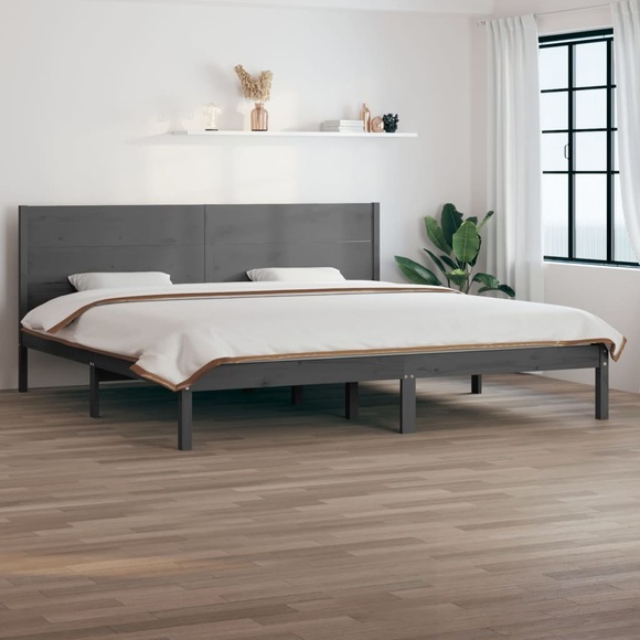 vidaXL Massivholzbett Grau Kiefer 200x200 cm
