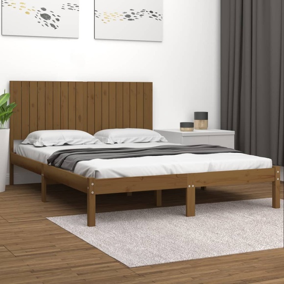 vidaXL Massivholzbett Honigbraun 180x200 cm 6FT Super King Size