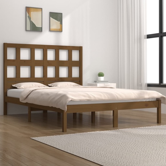 vidaXL Massivholzbett Honigbraun 180x200 cm 6FT Super King Size