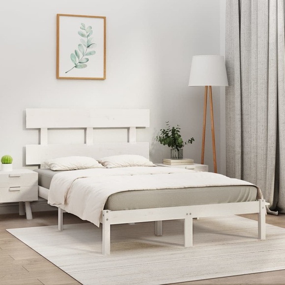 vidaXL Massivholzbett Weiß 200x200 cm