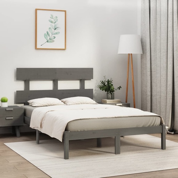 vidaXL Massivholzbett Grau 200x200 cm