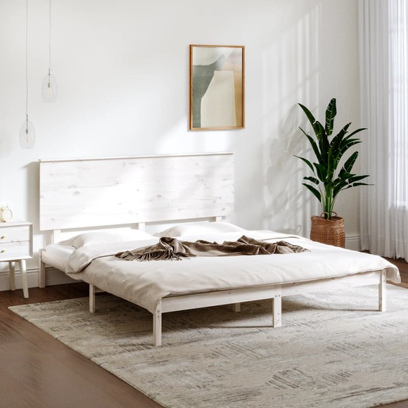 vidaXL Massivholzbett Weiß 150x200 cm 5FT King Size