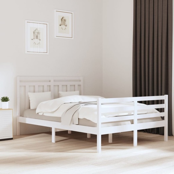 vidaXL Massivholzbett Weiß 140x190 cm