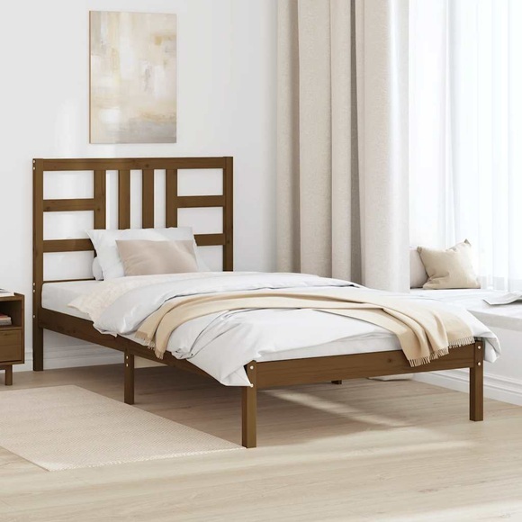 vidaXL Massivholzbett Honigbraun 100x200 cm