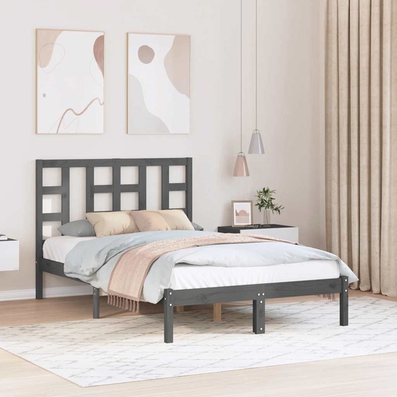 vidaXL Massivholzbett Grau 120x200 cm