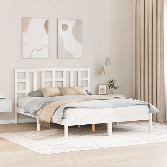 vidaXL Massivholzbett Weiß 150x200 cm 5FT King Size