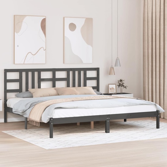 vidaXL Massivholzbett Grau 200x200 cm