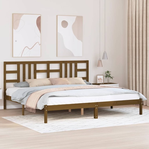 vidaXL Massivholzbett Honigbraun 200x200 cm