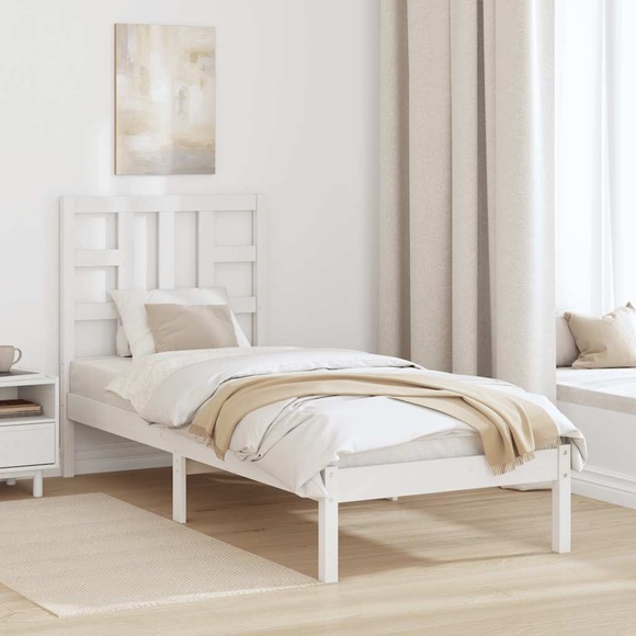 vidaXL Massivholzbett Weiß 75x190 cm 2FT6 Small Single