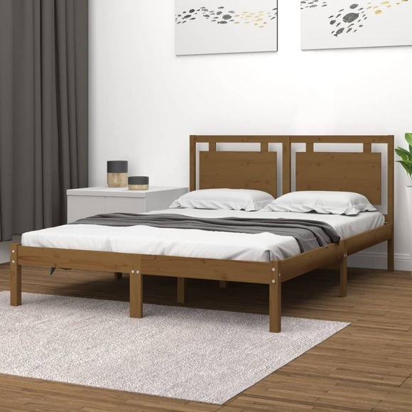 vidaXL Massivholzbett Honigbraun 200x200 cm