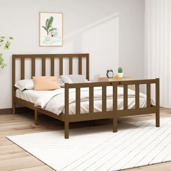 vidaXL Massivholzbett Honigbraun Kiefer 150x200 cm 5FT King Size