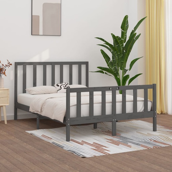 vidaXL Massivholzbett Grau 150x200 cm 5FT King Size