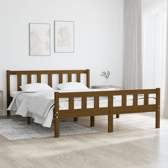 vidaXL Massivholzbett Honigbraun 120x190 cm 4FT Small Double