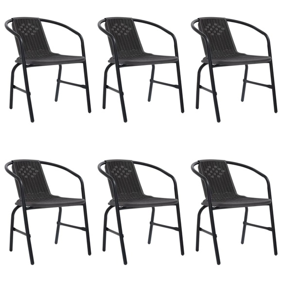 vidaXL Gartenstühle 6 Stk. Rattan-Optik Kunststoff und Stahl 110 kg