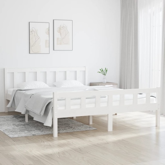 vidaXL Massivholzbett Weiß 150x200 cm 5FT King Size