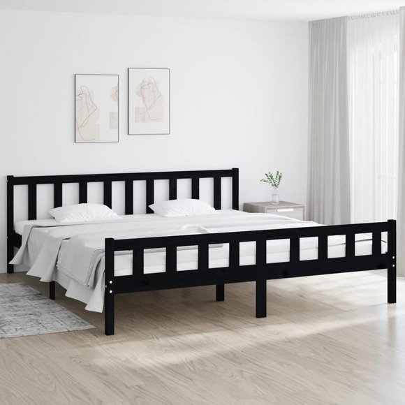 vidaXL Massivholzbett Schwarz 180x200 cm 6FT Super King