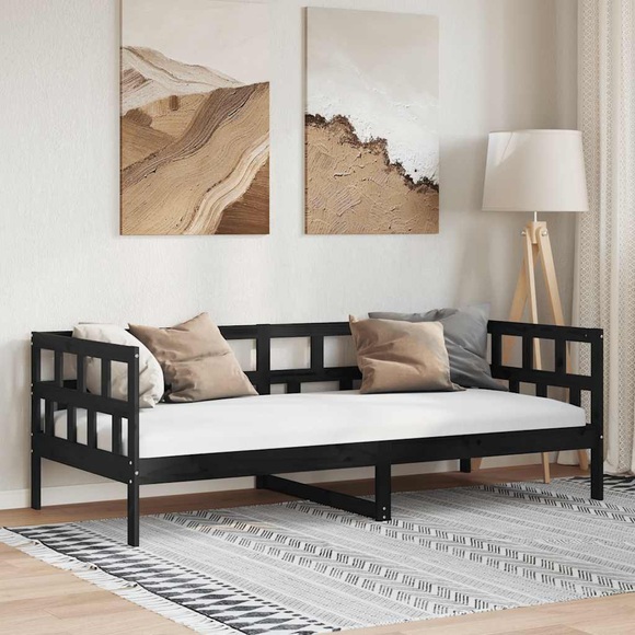 vidaXL Tagesbett Schwarz Massivholz Kiefer 90x200 cm