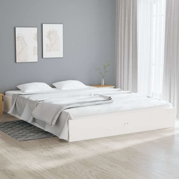vidaXL Massivholzbett Weiß 160x200 cm
