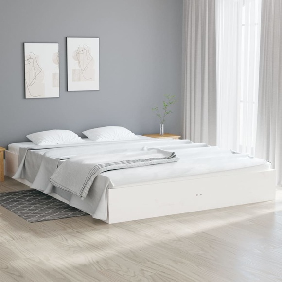 vidaXL Massivholzbett Weiß 120x200 cm