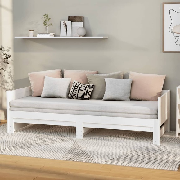 vidaXL Ausziehbares Tagesbett Weiß Massivholz Kiefer 2x(90x200) cm