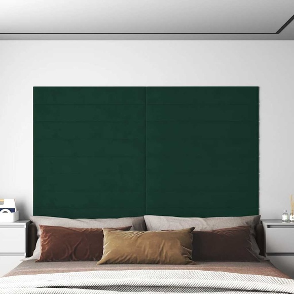 vidaXL Wandpaneele 12 Stk. Dunkelgrün 90x15 cm Samt 1,62 m²