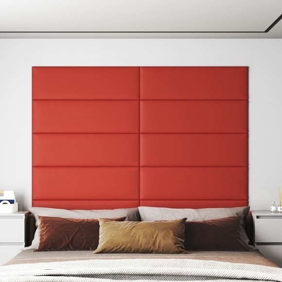 vidaXL Wandpaneele 12 Stk. Rot 90x30 cm Kunstleder 3,24 m²