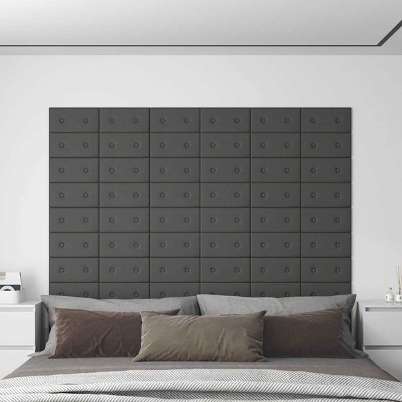 vidaXL Wandpaneele 12 Stk. Grau 30x15 cm Kunstleder 0,54 m²