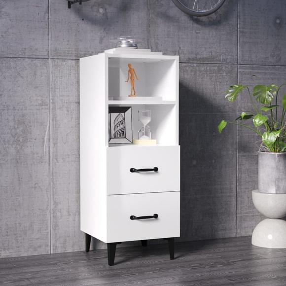 vidaXL Sideboard Hochglanz-Weiß 34,5x34x90 cm Holzwerkstoff