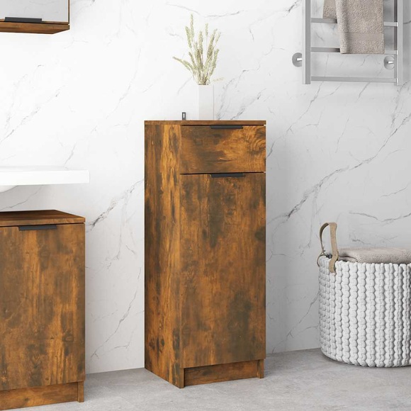vidaXL Badezimmerschrank Räuchereiche 32x34x90 cm Holzwerkstoff
