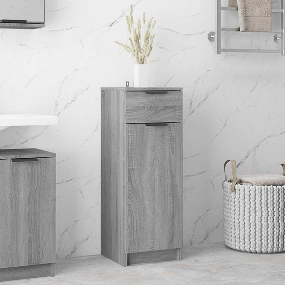 vidaXL Badezimmerschrank Grau Sonoma 32x34x90 cm Holzwerkstoff