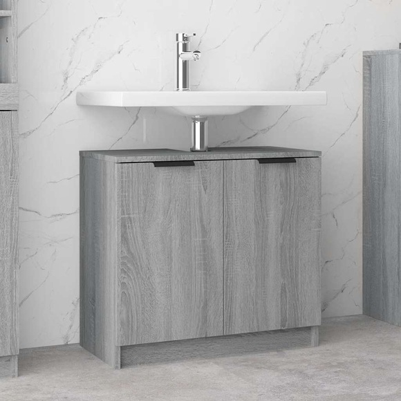 vidaXL Badezimmerschrank Grau Sonoma 64,5x33,5x59 cm Holzwerkstoff